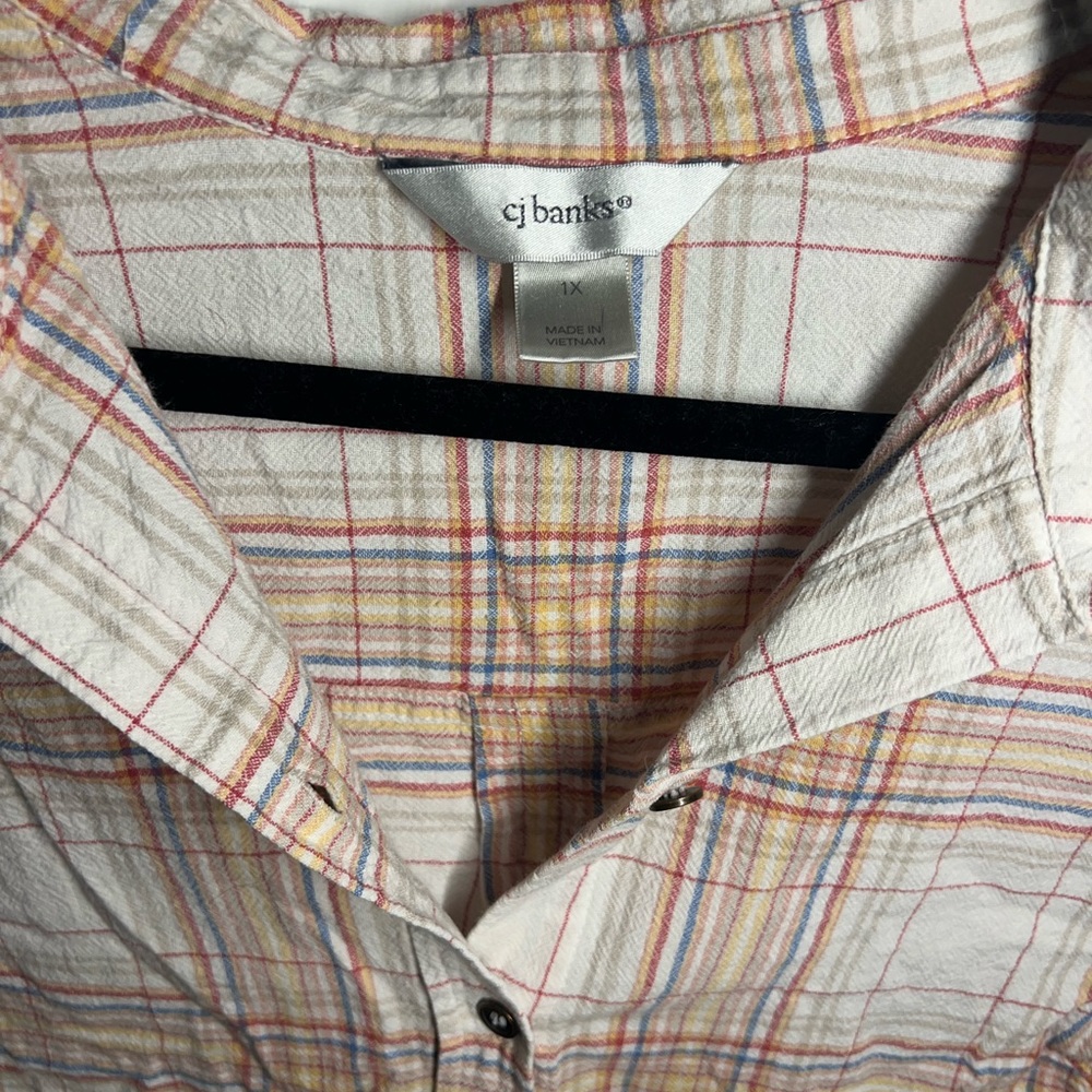 Cj Banks Women’s Plaid Button Down Top - Picture 5 of 6